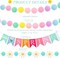 4 Pieces Spring Pompom Garland Felt Ball Garland Daisy Flower Banner for Spring Ambience Decor Theme Party Supplies Break Celebration Decorations